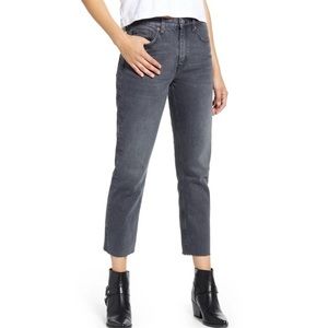 Topshop High Waist Raw Hem Jean Petite
